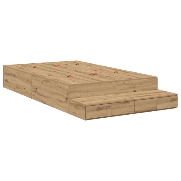 vidaXL Rám postele s úložným prostorem Remeselný dub 120 cm