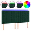 vidaXL Čelo postele s LED tmavozelen&eacute; 180x5x118/128 cm zamat