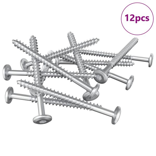 vidaXL Drevo skrutky 12 pcs Strieborn&aacute; M6 x 70 mm Oceľ