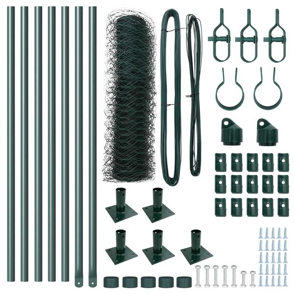 vidaXL Stĺp na plot. Zelen&aacute; 10 x 0,4 m (50 mm sieť) Ocel a PVC
