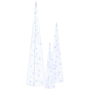 vidaXL Sada akrylových LED svetelných kužeľov modré 30/45/60cm