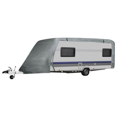 vidaXL Ochranná plachta na karavan, sivá, veľkosť M