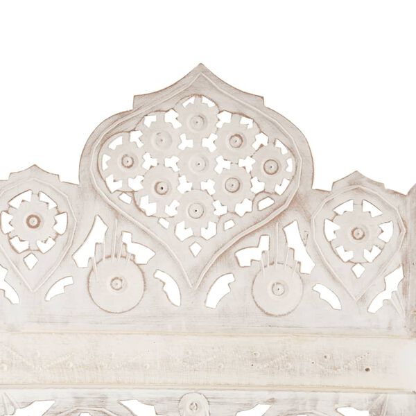 vidaXL Ručne vyrezávaný 5-panelový paraván biely 200x165 cm mangovníkový masív