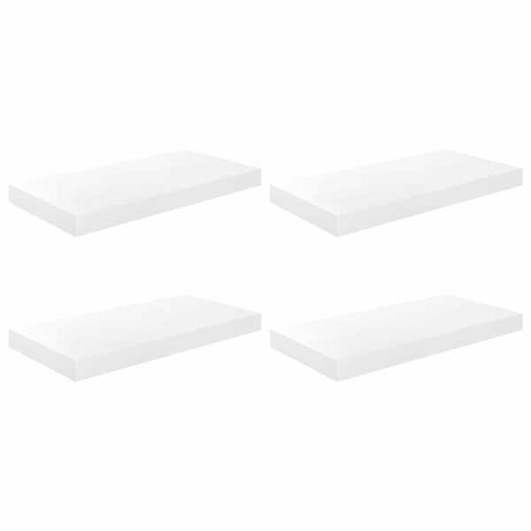 vidaXL Pl&aacute;vaj&uacute;ce n&aacute;stenn&eacute; police 4 ks, leskl&eacute; biele 50x23x3,8 cm, MDF