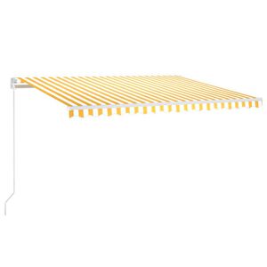 vidaXL Ručne zaťahovacia mark&iacute;za s LED 450x300 cm žlt&aacute; a biela