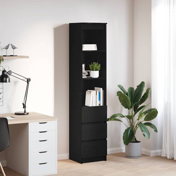 vidaXL Highboard Black Oak 37,5x35x180 cm Engineered Wood