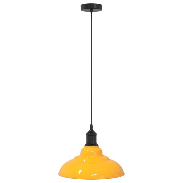 VidaXL Závesná lampa výškovo nastaviteľná E27 lesk žltá Ø 31 cm kov