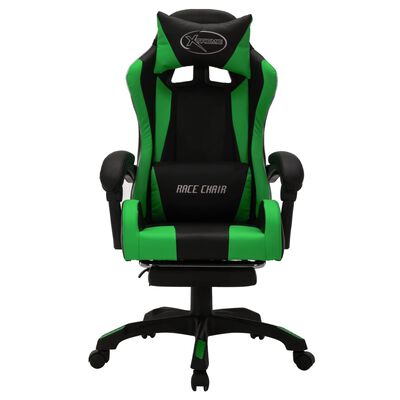 vidaXL Herná stolička s RGB LED svetlami zeleno-čierna umelá koža