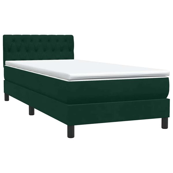 vidaXL Posteľn&yacute; r&aacute;m boxspring s matracom Tmavozelen&aacute; 80x210 cm zamat