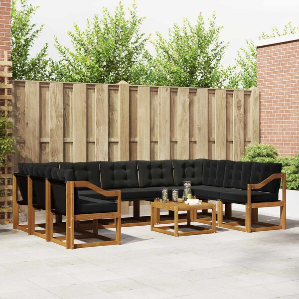 vidaXL Z&aacute;hradn&aacute; s&uacute;prava gaučov s vank&uacute;&scaron;om 10 pcs Pr&iacute;rodn&aacute; a čierna