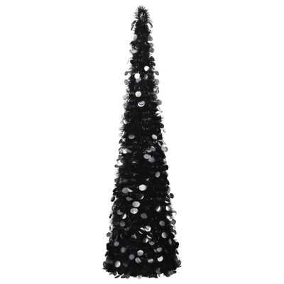 vidaXL Rozkladací umelý vianočný stromček, čierny 180 cm, PET