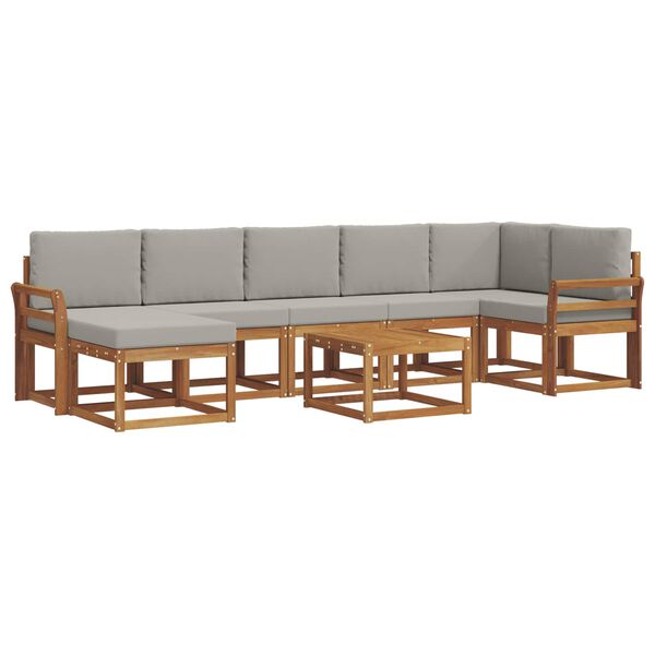 vidaXL Z&aacute;hradn&aacute; s&uacute;prava gaučov s vank&uacute;&scaron;om 8 pcs Pr&iacute;rodn&aacute; a svetlosiv&aacute;