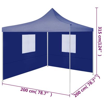 vidaXL Profesionálny skladací párty stan+2 steny 2x2 m, oceľ, modrý
