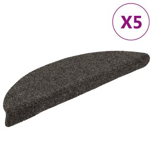 vidaXL Schodov&eacute; rohože, samolepiace, 5 ks, 56x17x3 cm, antracitov&eacute;, polkruhov&eacute;