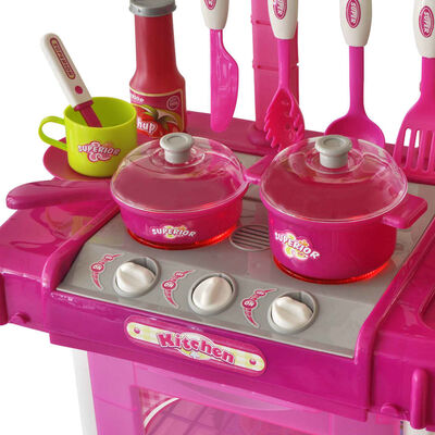 Detská kuchynka na hranie, ružová, svetelné a zvukové efekty