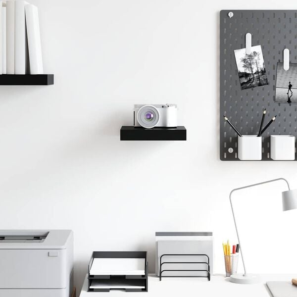 vidaXL Pl&aacute;vaj&uacute;ca n&aacute;stenn&aacute; polica, leskl&aacute; čierna 23x23,5x3,8 cm, MDF