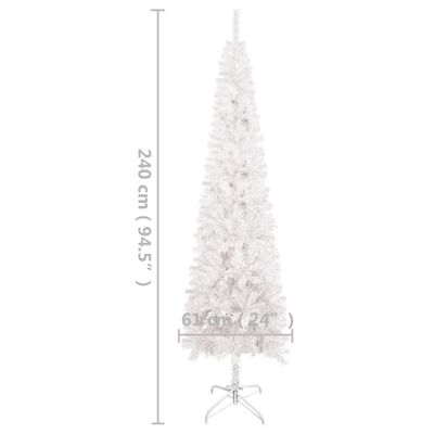 vidaXL Úzky osvetlený vianočný stromček, biely 240 cm