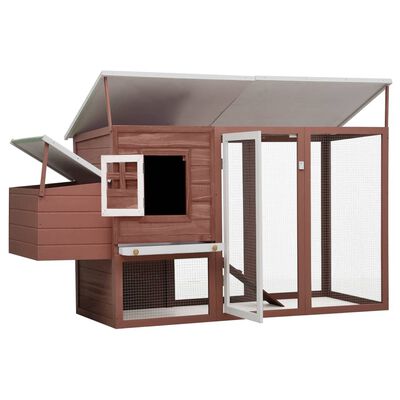 vidaXL Vonkajšia klietka/domček pre sliepky s 1 hniezdom, hnedá, drevo