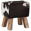 vidaXL lavička 40 x 30 x 45 cm Skutočn&aacute; koža Čierna a biela