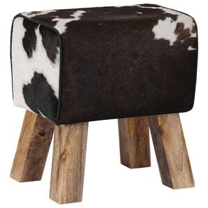 vidaXL lavička 40 x 30 x 45 cm Skutočn&aacute; koža Čierna a biela