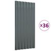 vidaXL Stre&scaron;n&eacute; panely 36 ks pozinkovan&aacute; oceľ antracitov&eacute; 80x36 cm