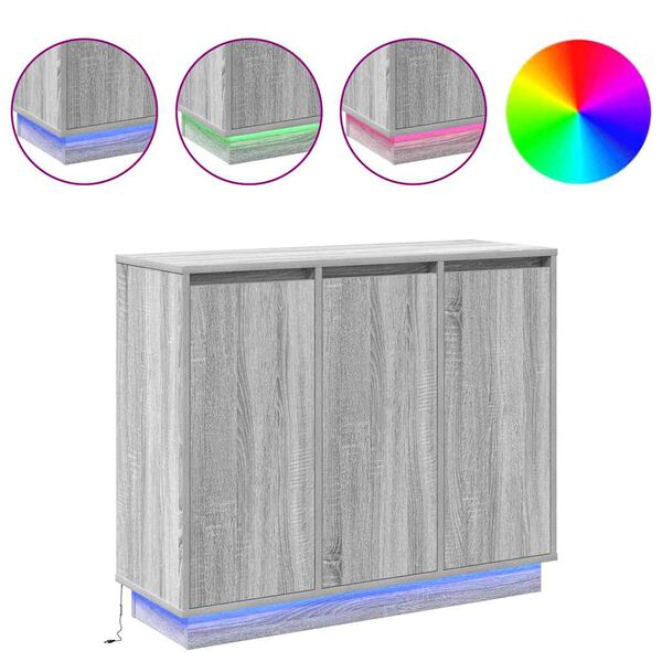 vidaXL LED komoda Sivý Sonoma 90 x 32 x 75 cm Kompozitné drevo