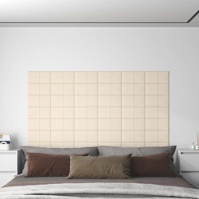 vidaXL Nástenné panely 12 ks krémové 30x15 cm zamat 0,54 m²
