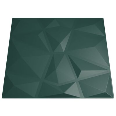 vidaXL Nástenné panely 48 ks, zelené 50x50 cm, XPS 12 m² diamant