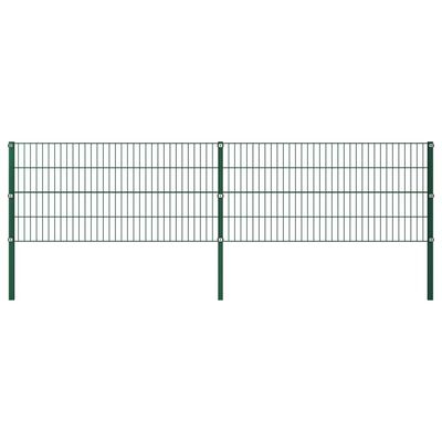 vidaXL Plotový panel so stĺpikmi, železo 3,4x0,8 m, zelený