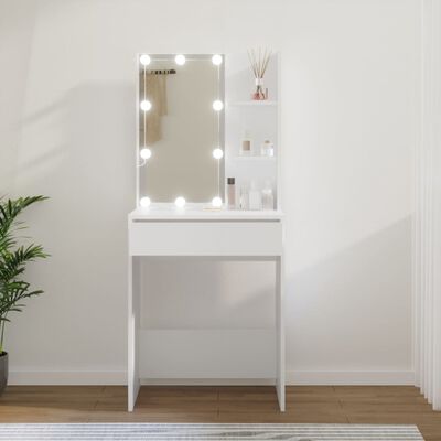 vidaXL Toaletný stolík s LED biely 60x40x140 cm