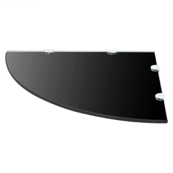 vidaXL Rohové poličky z čierneho skla s chrómovanými úchytkami 45x45 cm 2 ks