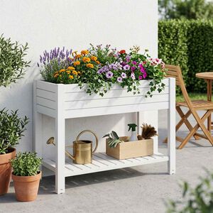 vidaXL Z&aacute;hradn&yacute; vyv&yacute;&scaron;en&yacute; z&aacute;hon biely 110x45x79 cm polypropyl&eacute;n