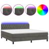 vidaXL Posteľ boxsping s matracom a LED tmavosiv&aacute; 160x200 cm zamat