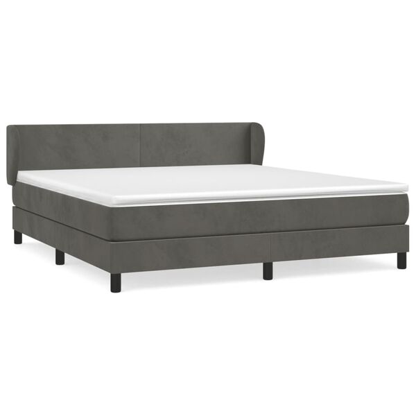 vidaXL Posteľn&yacute; r&aacute;m boxspring s matracom tmavosiv&yacute; 160x200 cm zamat
