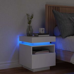 vidaXL Nočn&yacute; stol&iacute;k s LED svetlami biela 40x39x48,5 cm