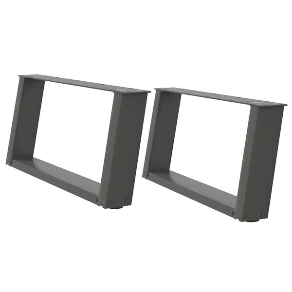 vidaXL Nohy konferenčn&eacute;ho stol&iacute;ka v tvare U, 2 ks, antracitov&eacute;, 60 x (30-31) cm, oceľ