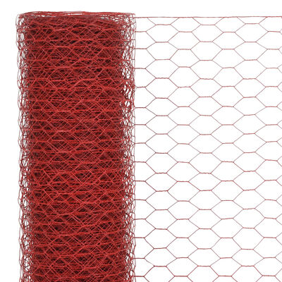vidaXL Drôtené pletivo, oceľ potiahnutá PVC 25x1,2 m, červené