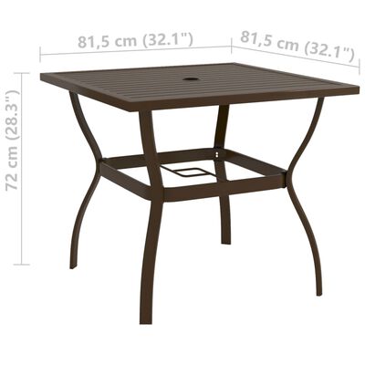 vidaXL Záhradný stôl hnedý 81,5x81,5x72 cm oceľ
