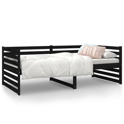 vidaXL Denná posteľ čierna 90x190 cm borovicový masív