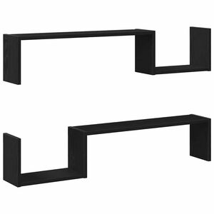 vidaXL Stenn&aacute; polica s poličkou 2 pcs Čierny dub 100 x 15 x 20 cm