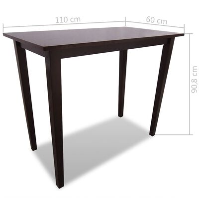 Hnedý drevený barový stôl a 4 barové stoličky