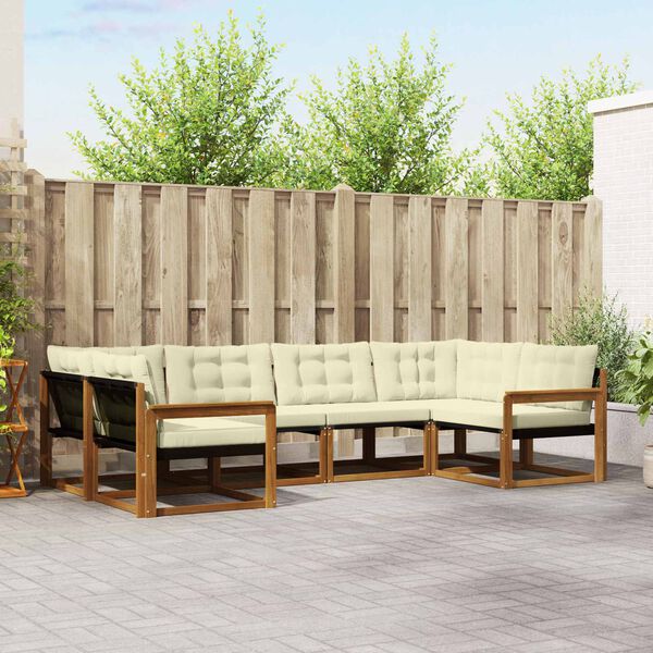 vidaXL Z&aacute;hradn&aacute; s&uacute;prava gaučov s vank&uacute;&scaron;om 6 pcs Pr&iacute;rodn&aacute; a kr&eacute;mov&aacute;