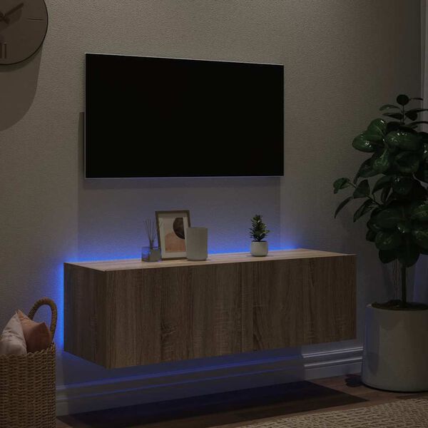 vidaXL TV n&aacute;stenn&aacute; skrinka s LED svetlami dub sonoma 100x35x31 cm