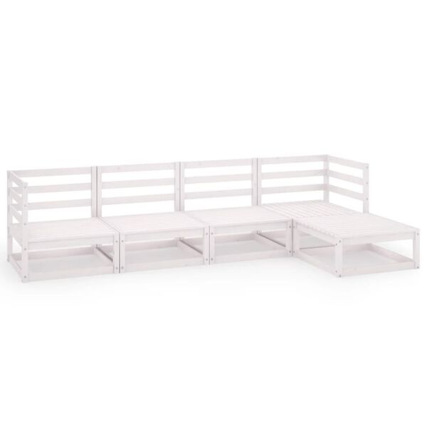 vidaXL 5-dielna z&aacute;hradn&aacute; sedacia s&uacute;prava biela mas&iacute;vna borovica