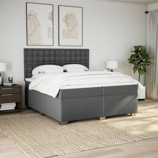 vidaXL Boxspring posteľ s matracom tmavosiv&aacute; 200x200 cm l&aacute;tka