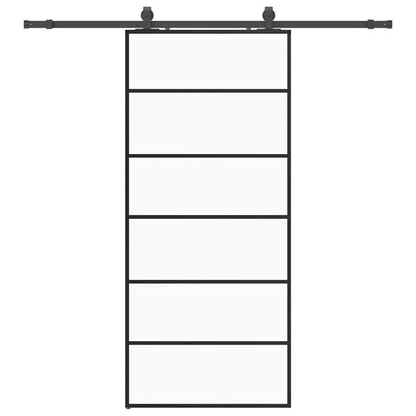 vidaXL Posuvn&eacute; dvere s kovan&iacute;m čierne 90x205 cm ESG sklo