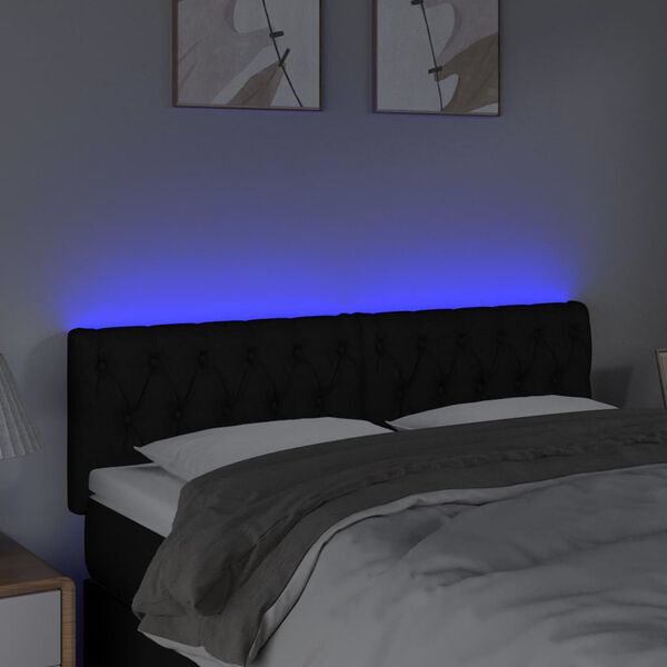 vidaXL Čelo postele s LED čierne 144x7x78/88 cm l&aacute;tka