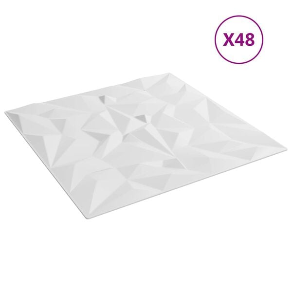 vidaXL N&aacute;stenn&eacute; panely 48 pcs Biely 50 x 50 cm XPS Pena