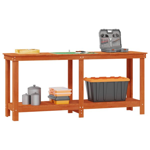 vidaXL Pracovn&yacute; st&ocirc;l Voskov&aacute; Hned&aacute; 180 x 50 x 80 cm Mas&iacute;vna borovica