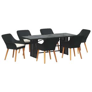 vidaXL Z&aacute;hradn&yacute; jed&aacute;lensk&yacute; set s vank&uacute;&scaron;om 7 pcs Čierna polyratan